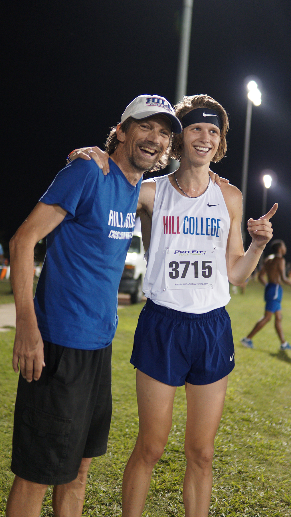 Hill College Cross Country Runner Jared Lautenslager with Coach Lautenslager