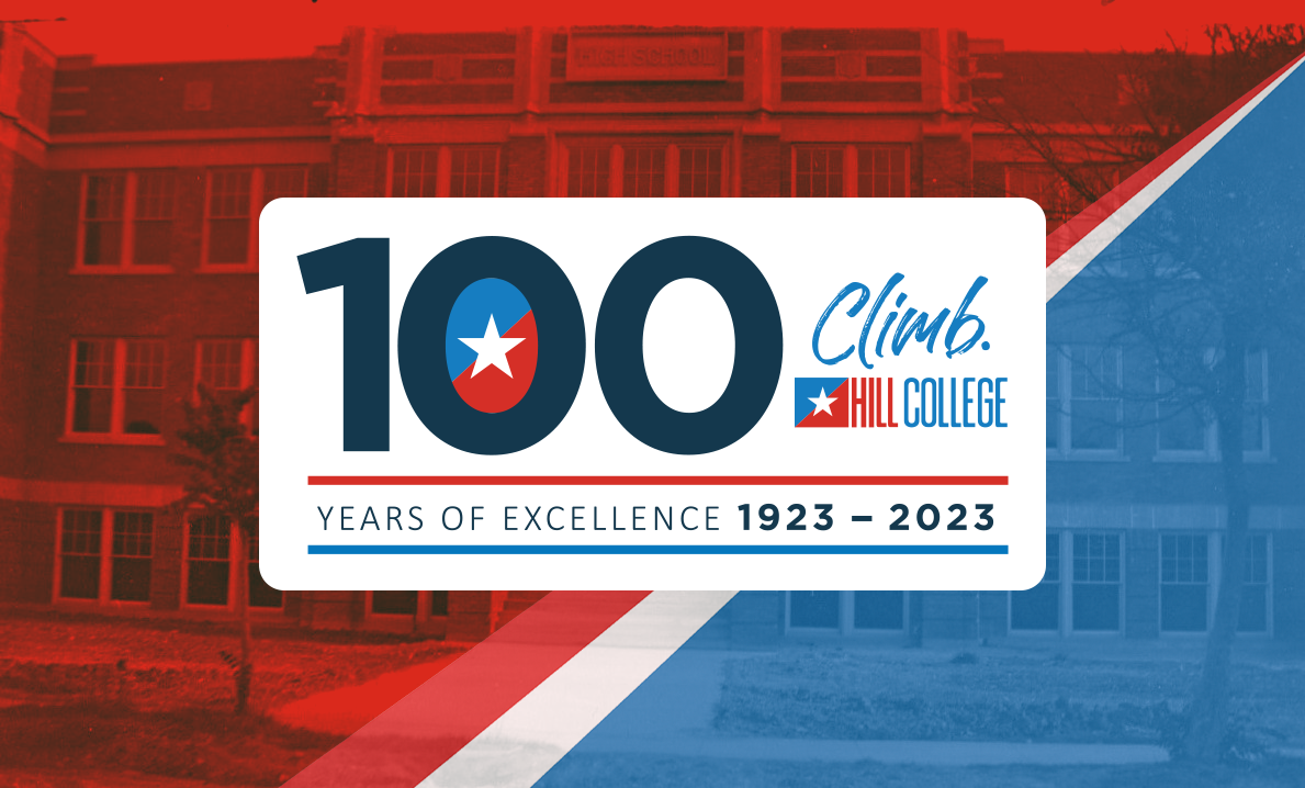 Hill College Centennial logo