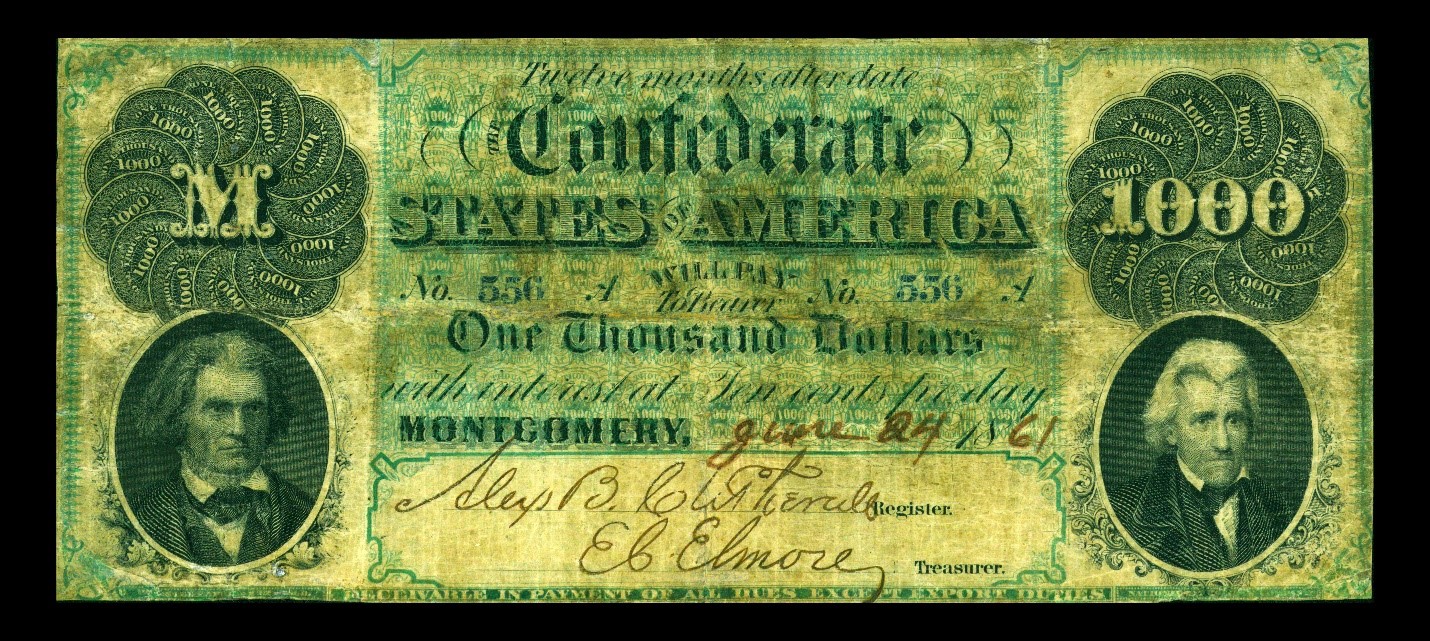 Confederate States of America $1,000 bank note